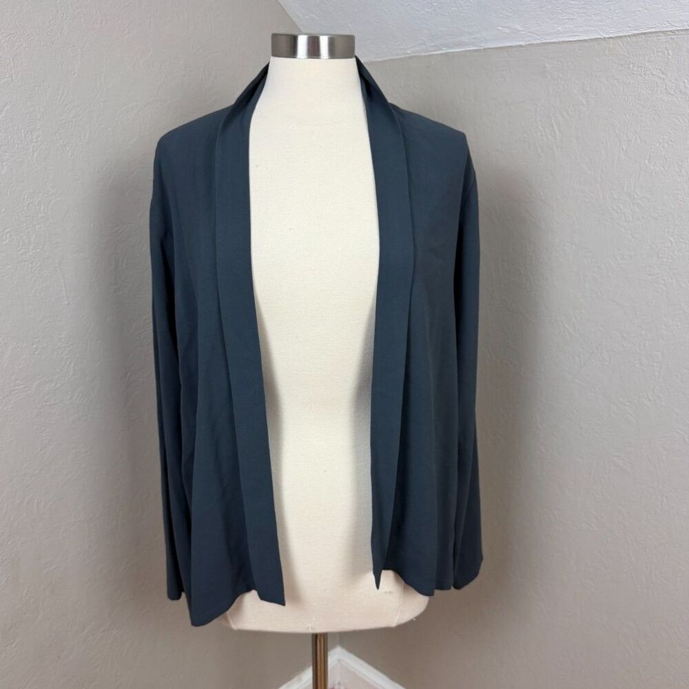 Eileen Fisher Womens XL Slate Blue Open Front Cardigan